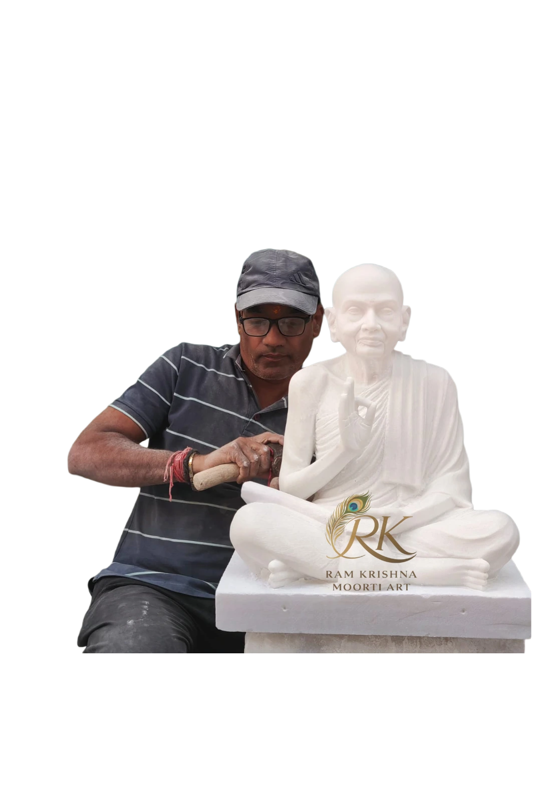 Ram Krishna Moorti Art master craftsmen handcrafting marble moorti in Jaipur